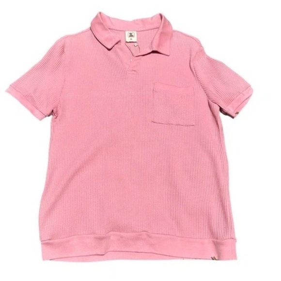 Dandy Del Mar Cannes Shirt Waffle Knit Pink Spanish Rose Short Sleeve XL - Picture 2 of 9